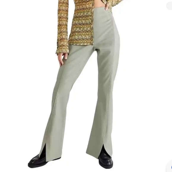 Free People We The Free Real Deal Slit Vegan Pants Seagrass Size 30 - Picture 2 of 14